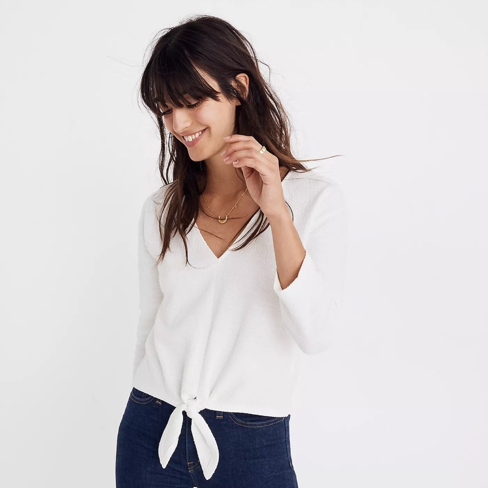 Textured Tie-Front Top
